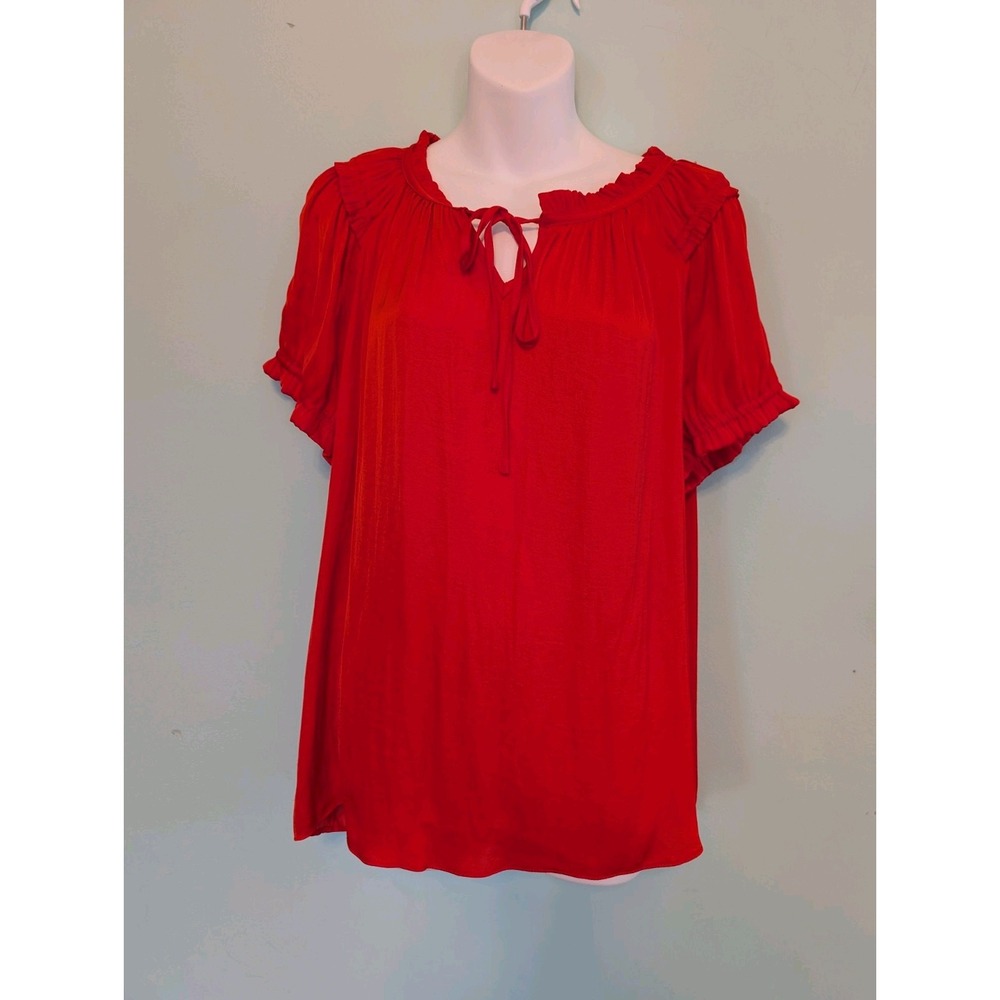 philosophy Orange pleated short sleeve top Sheen size extra large goes well with